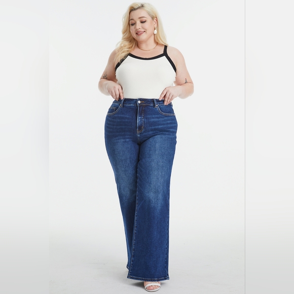 BAYEAS Full Size High Waist Cat's Whisker Wide Leg Jeans - Picture 8 of 15